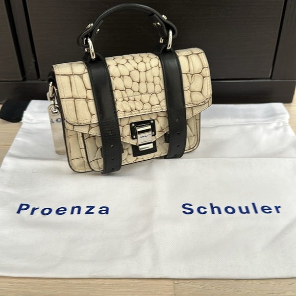 Proenza Schouler Crocodile Embossed Micro PS1 Satchel Off Shoulder Bag - Picture 2 of 9